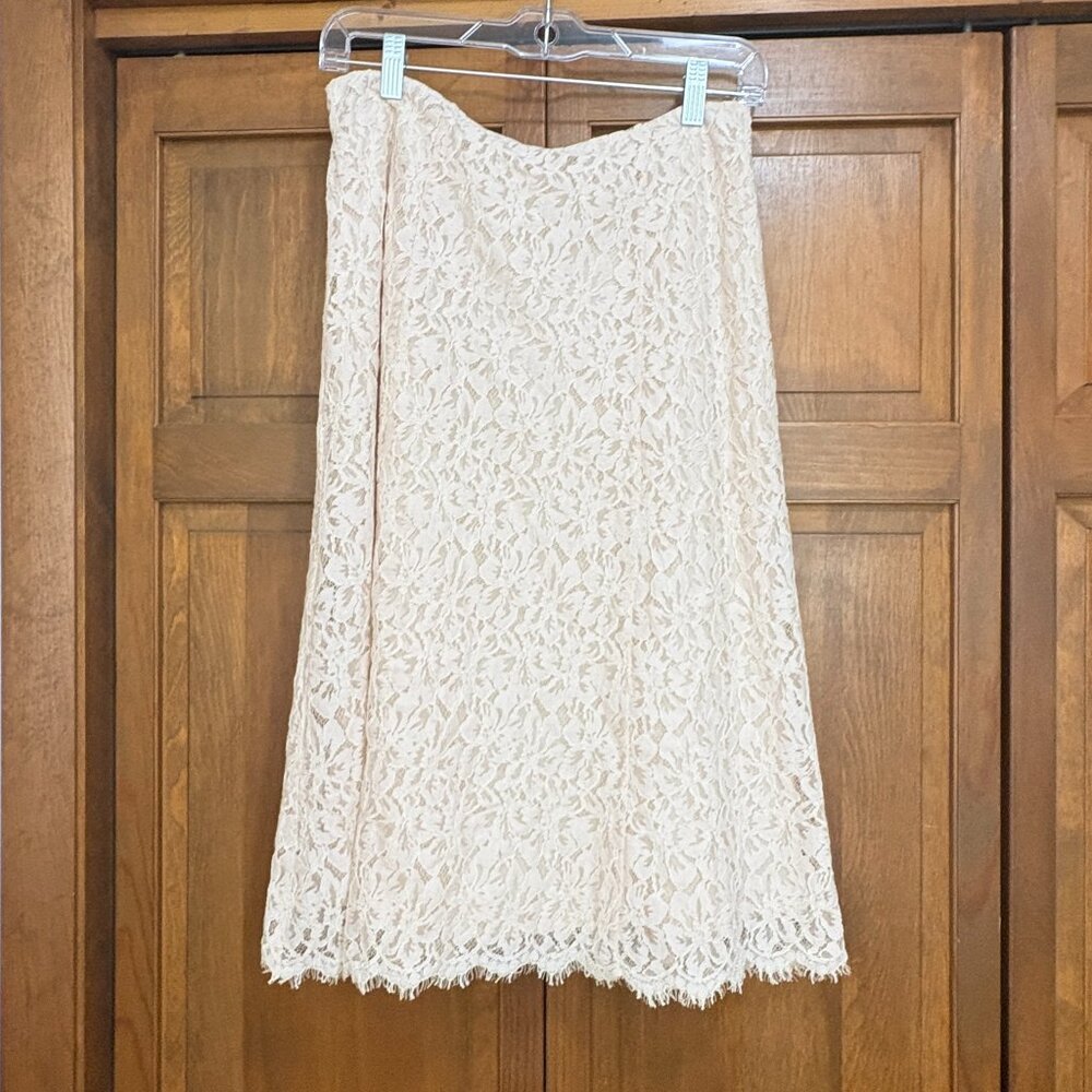 Lewit Ivory Lace Midi Skirt – Size 8 – Feminine A-Line